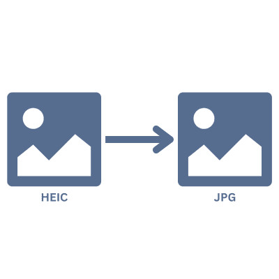 A graphic showing the process of converting HEIC to JPG.
