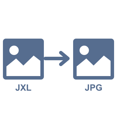 A graphic showing the process of converting JXL to JPG.