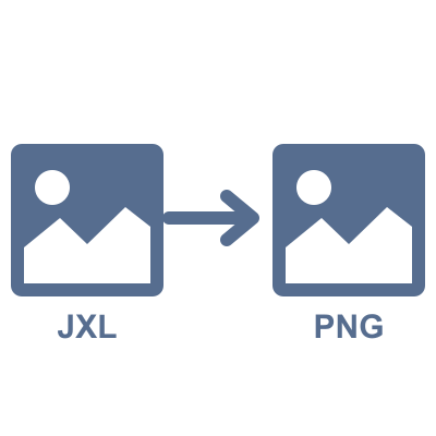A graphic showing the process of converting JXL to PNG.