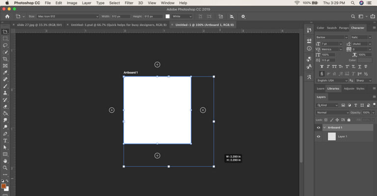 How to change artboard's size in Photoshop - imagy