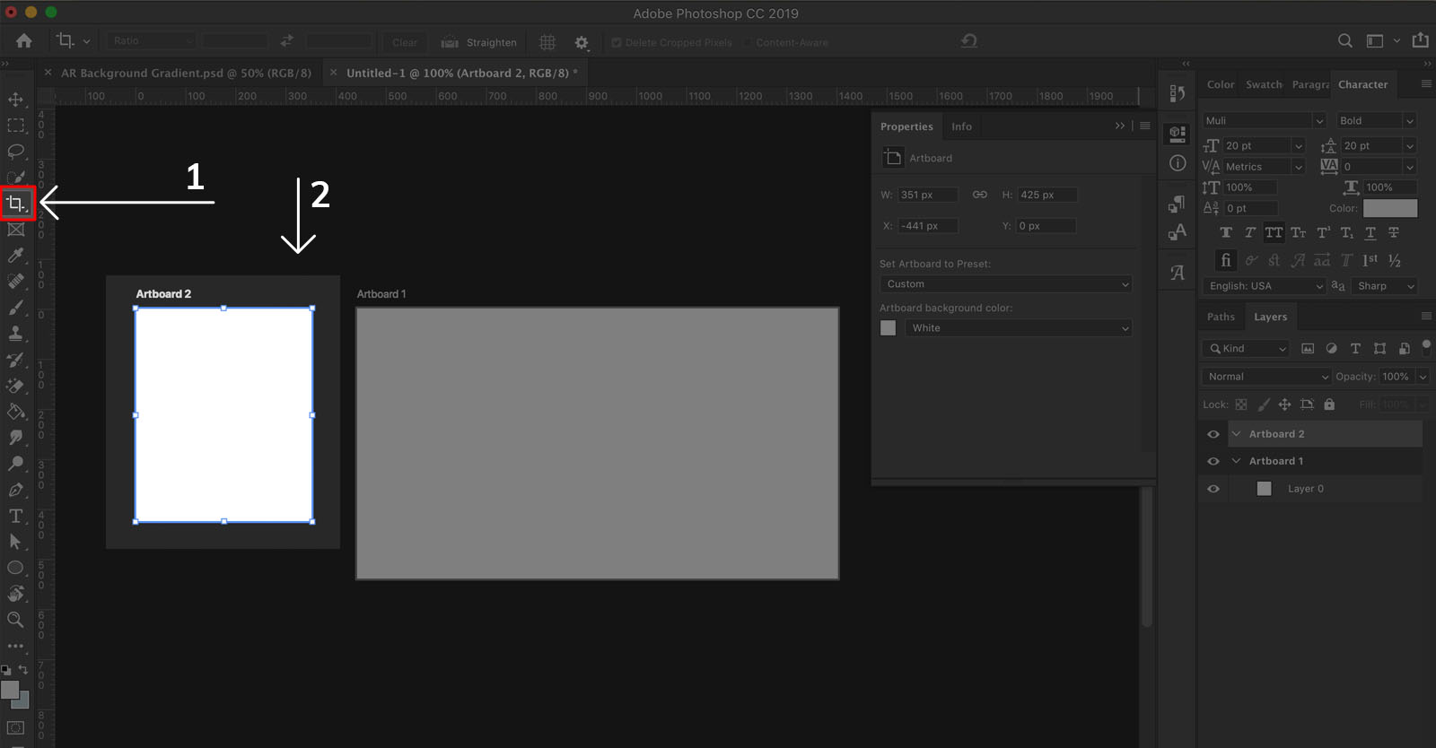 How to draw a new artboard in imagy