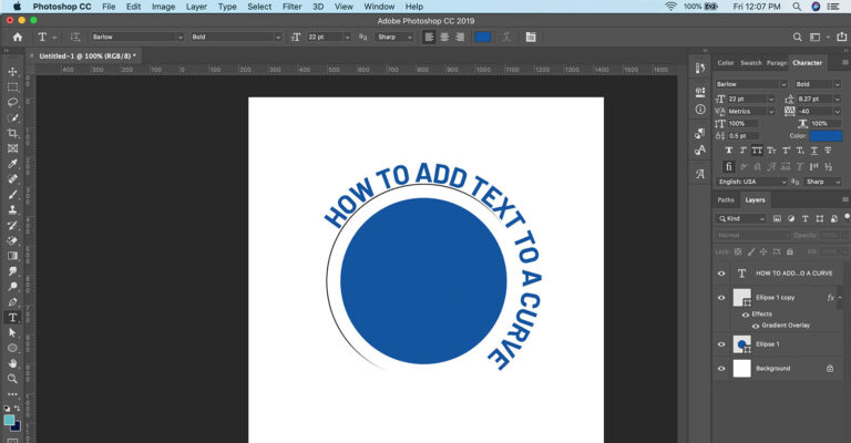 How to add text to a curve in Photoshop