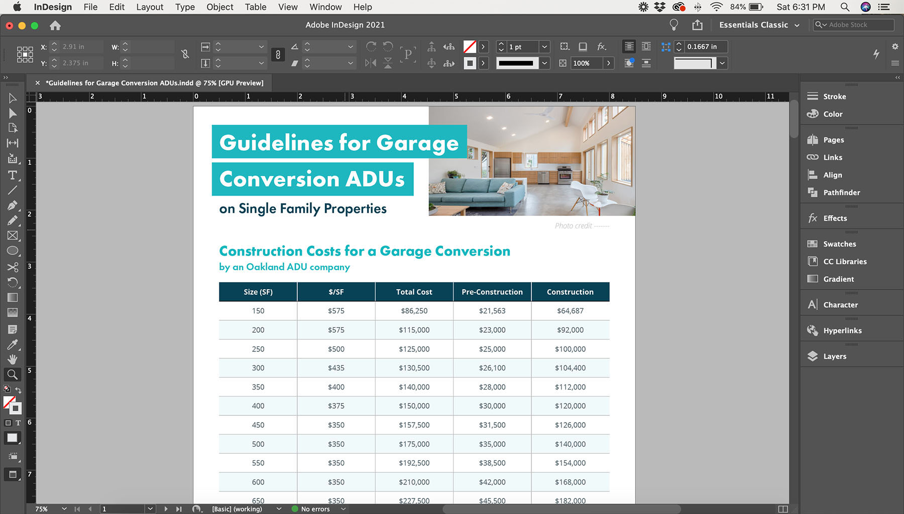 How to add a table in Adobe InDesign