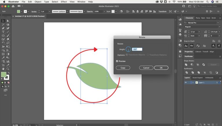 How to rotate an object in Adobe Illustrator
