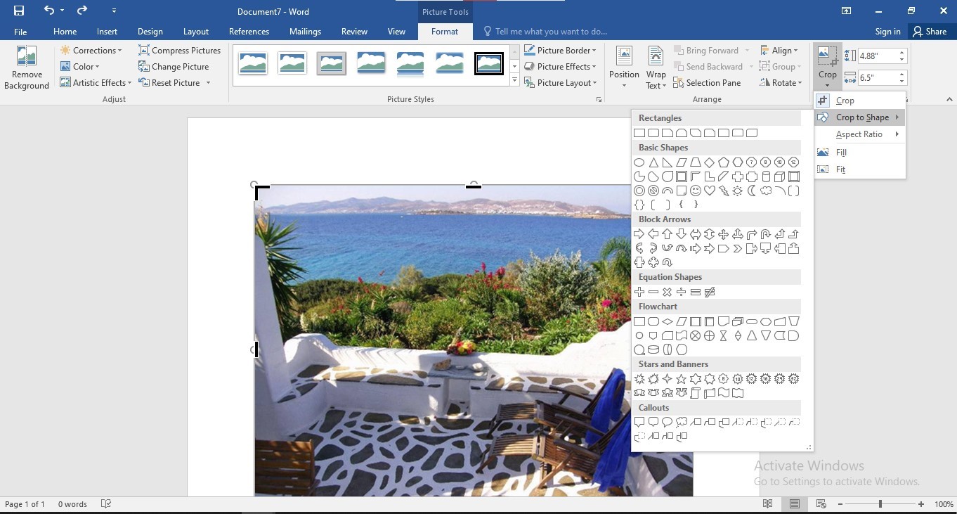 Cropping Images into Shapes in Microsoft Word