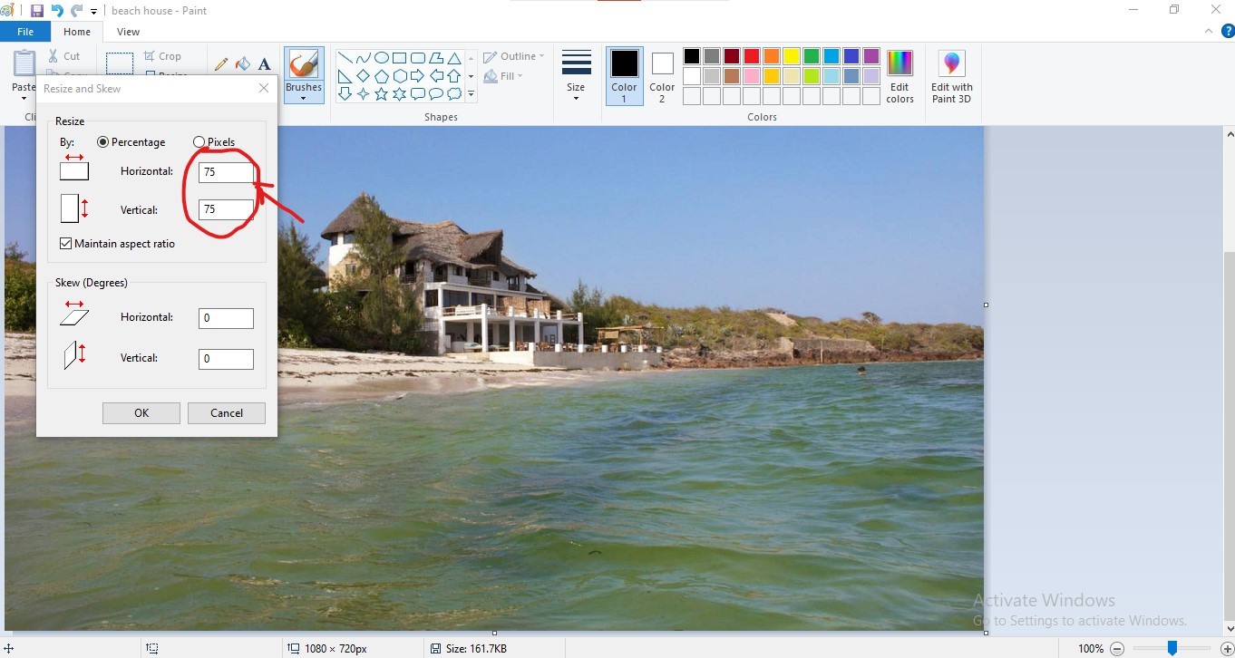 Steps to Resizing Image on Paint by Percentage