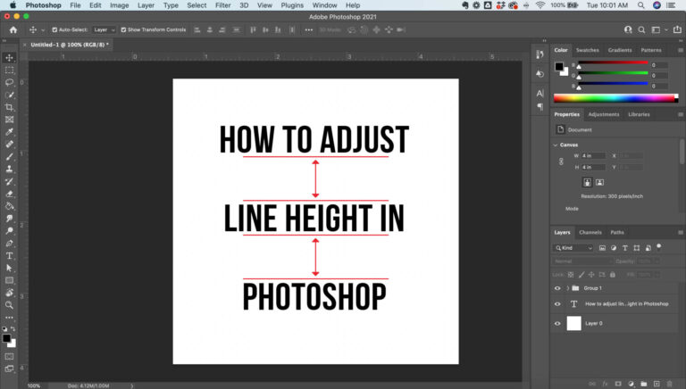 Adjust text line height in Photoshop