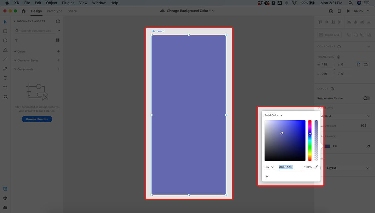 How to Change the Artboards Background Color in Adobe XD