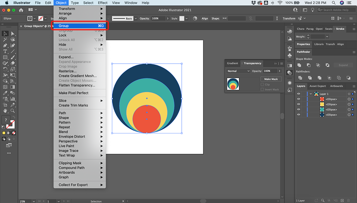 How to group layers together in Adobe Illustrator