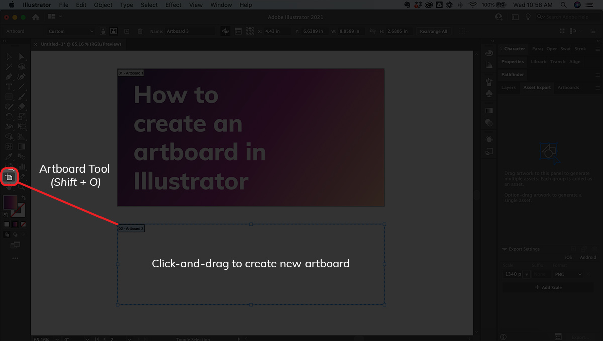 How to create an artboard in Adobe Illustrator imagy