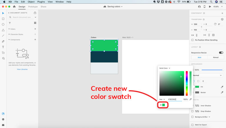 How to save colors in XD