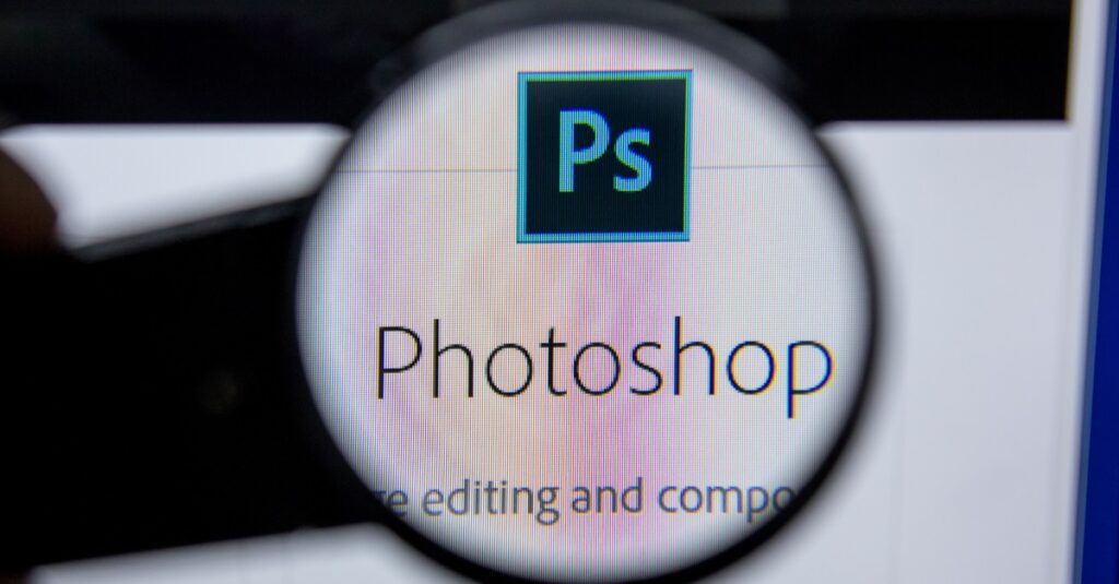 photoshop logo on screen