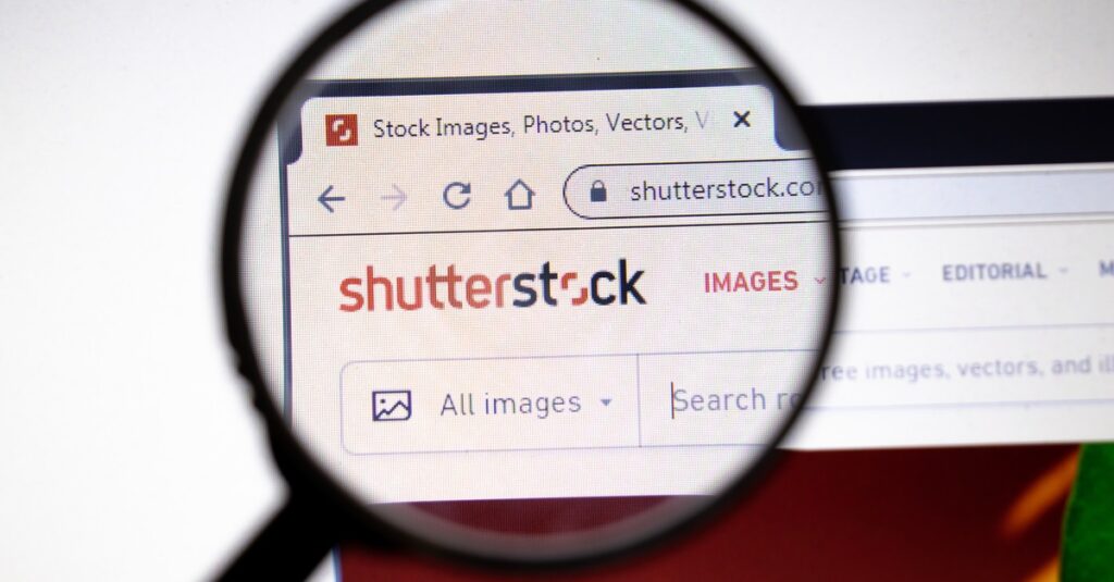shutterstock website page in browser