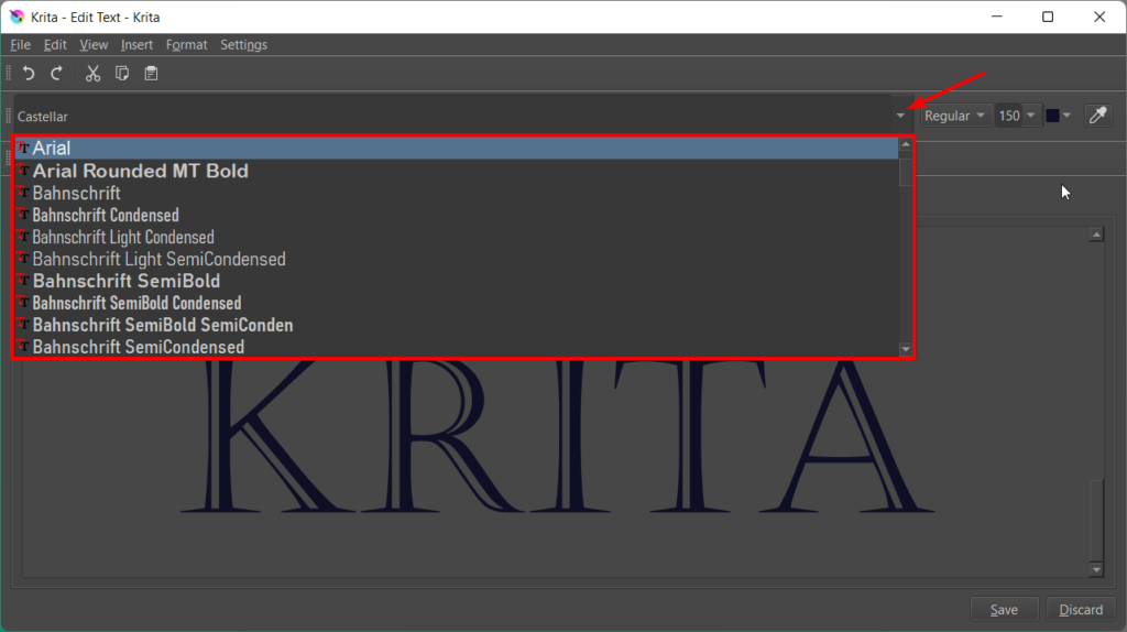 text in krita