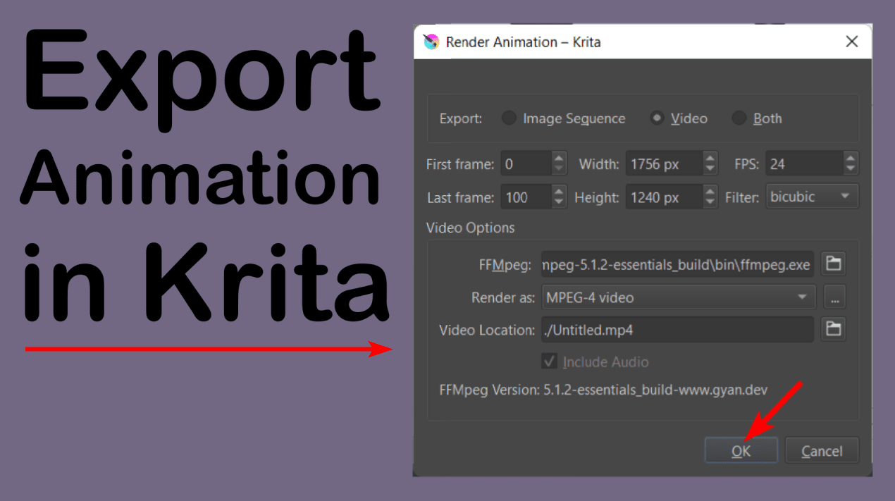 How to Export an Animation in Krita?