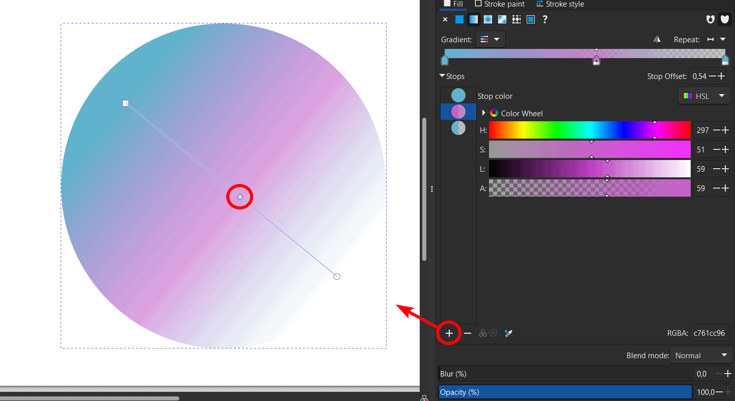 inkscape gradient add a stop